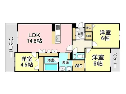 シャーメゾンステージ新成(3LDK/3階)の間取り写真