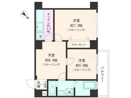 千石片岡ビル(3K/2階)の間取り写真
