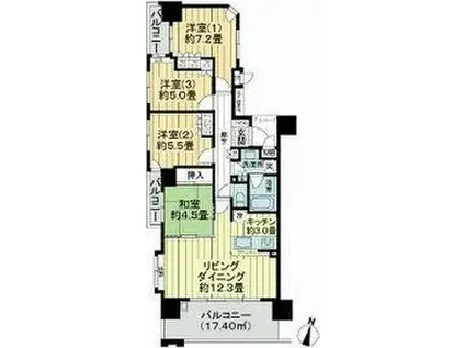 ナイスロイヤルタワー北四番丁(4LDK/10階)の間取り写真