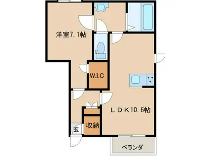 フラウナカヤマ(1LDK/1階)の間取り写真