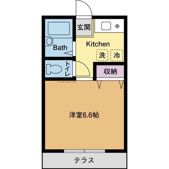 シャンロック愛甲ブルーコート(1K/2階)の間取り写真