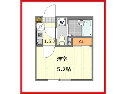 ルークスカシオペア(1K/2階)の間取り写真