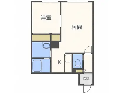 ルミエール南郷通B(1LDK/2階)の間取り写真