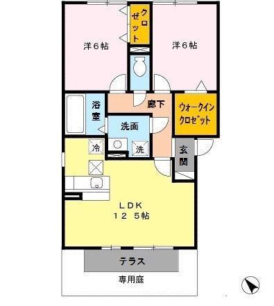 メゾン・モンテリベールII(2LDK/1階)の間取り写真