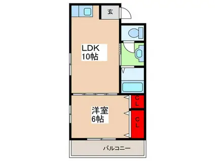 新成ハイツ(1LDK/4階)の間取り写真