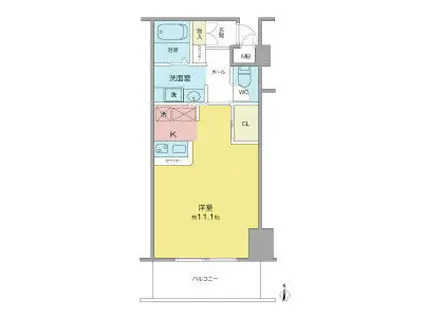 鶴舞ガーデンコート(ワンルーム/1階)の間取り写真