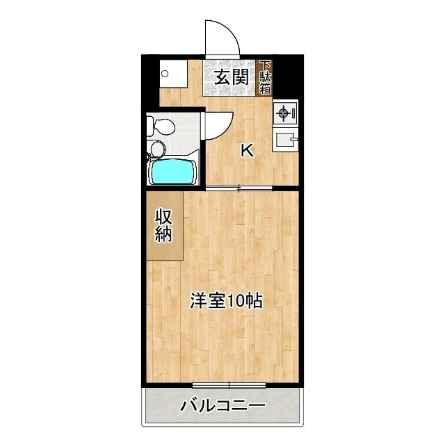 ヴィラージュII(1K/2階)の間取り写真