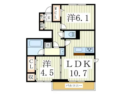 LUGARSEGURO(2LDK/1階)の間取り写真