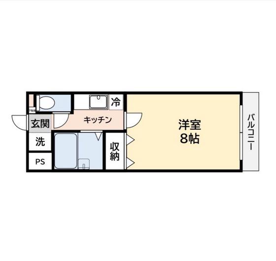 フィオーレK2(1K/1階)の間取り写真