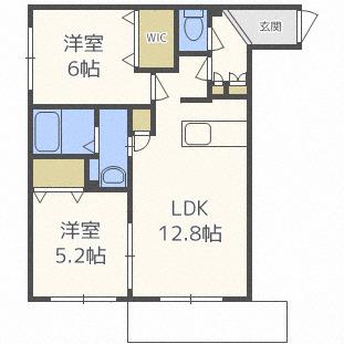 PARK VILLAGE SAPPORO(2LDK/1階)の間取り写真