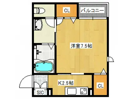 シャーメゾン MERRYGATES(1K/1階)の間取り写真