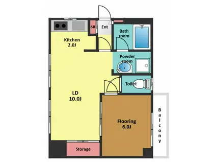 練馬ハイツ(1LDK/2階)の間取り写真