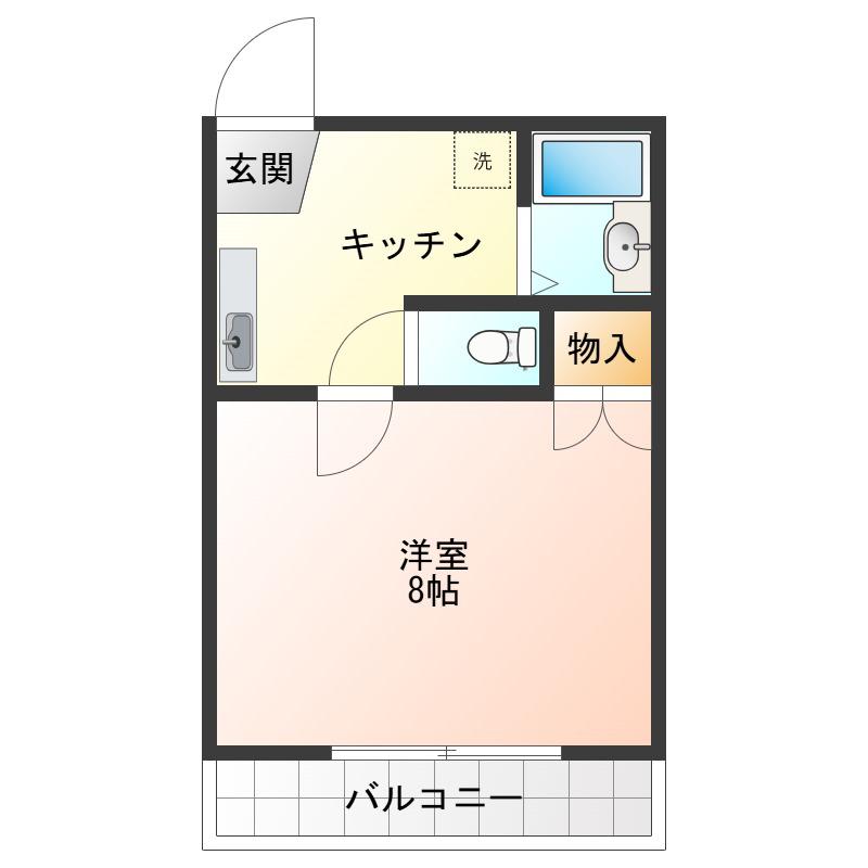 サカノビル(1K/4階)の間取り写真