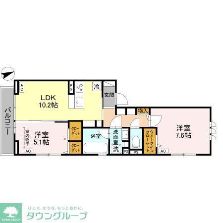 クレードルグラン(2LDK/3階)の間取り写真