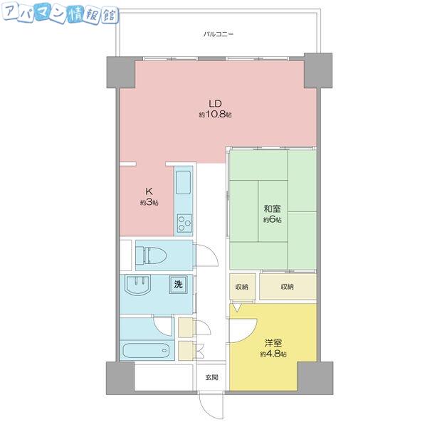 ダイアパレスシアース万代東棟(2LDK/7階)の間取り写真