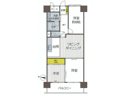 ノバカネイチ阿波座(2LDK/9階)の間取り写真