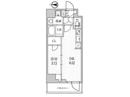 シーズンフラッツ住吉(1LDK/7階)の間取り写真