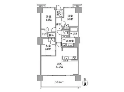 メガシティタワーズ(3LDK/38階)の間取り写真