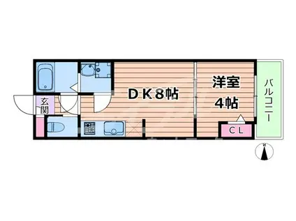 ALEGRIA鶴見区今津(1LDK/3階)の間取り写真