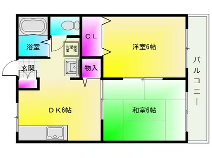 エクセルハイツ(2DK/1階)の間取り写真