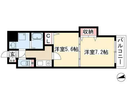 セントラル名古屋(1DK/6階)の間取り写真