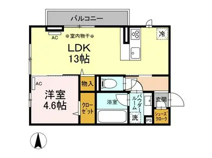 DーROOM OMOTECHO(1LDK/2階)の間取り写真