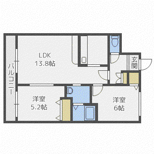 ピュア元町(2LDK/5階)の間取り写真