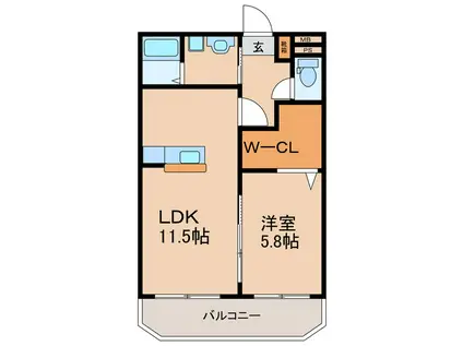ピアパークIII(1LDK/3階)の間取り写真