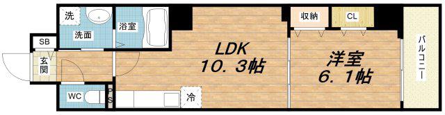メゾン大淀(1LDK/2階)の間取り写真