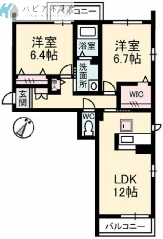 エクセルコート(2LDK/2階)の間取り写真