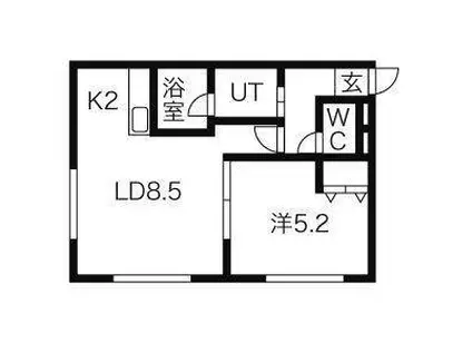 ラ・ガーレ麻生(1LDK/4階)の間取り写真