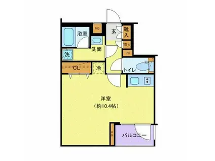 RELUXIA東武練馬(ワンルーム/3階)の間取り写真