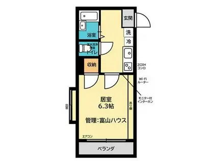 第11富山ビル(1K/1階)の間取り写真