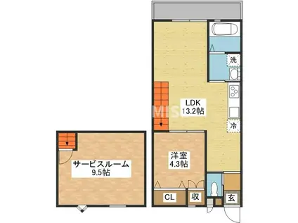 MODERN PALAZZO ノース赤迫A棟(1SLDK/2階)の間取り写真