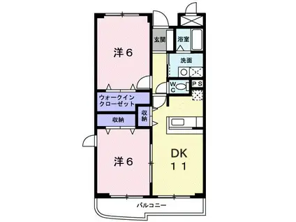 クラージュ ドゥー(2LDK/3階)の間取り写真
