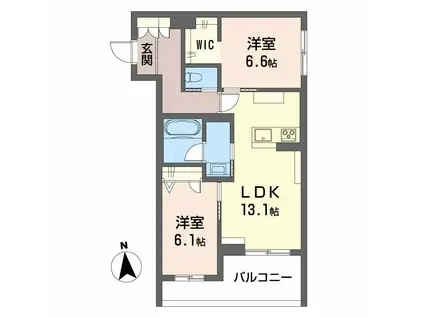 べレオT-H-I(2LDK/1階)の間取り写真