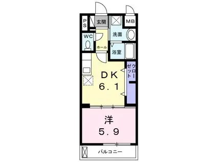 COCO HOUSE(1DK/3階)の間取り写真