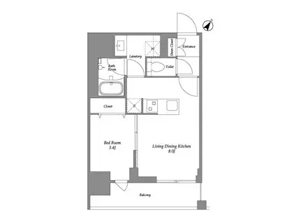 オーブンブルーム伊勢佐木町(1LDK/2階)の間取り写真