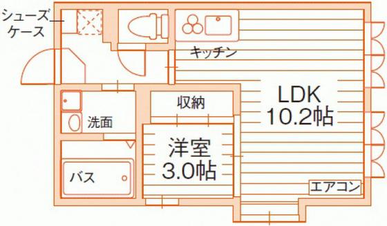 ファーストステージ大供(1LDK/4階)の間取り写真