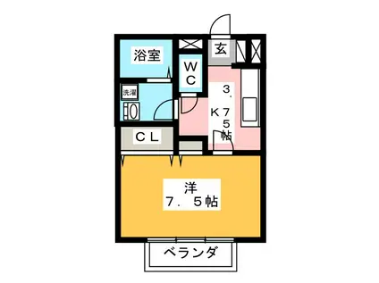 ラ・メーグII(1K/2階)の間取り写真