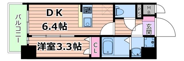 JMFレジデンス都島(1DK/10階)の間取り写真