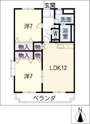 ア・ドリーム星ヶ丘南(2LDK/2階)の間取り写真