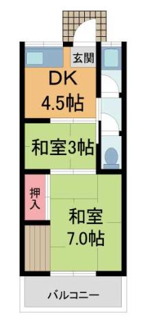 CASA DE 山本台(2DK/3階)の間取り写真