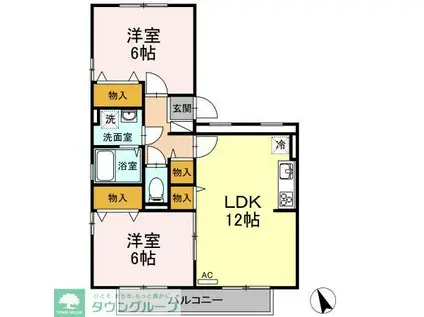 アルシオネ壱番館(2LDK/3階)の間取り写真