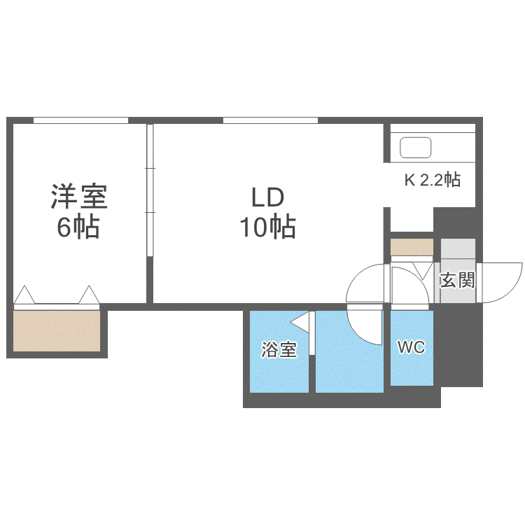 ノーブル円山(1LDK/4階)の間取り写真