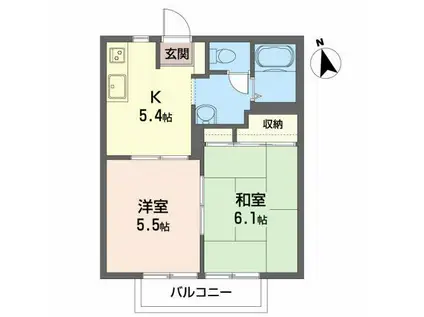 シャトー静(2K/2階)の間取り写真