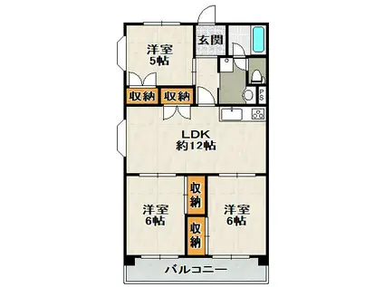 カサソレアード(2LDK/1階)の間取り写真