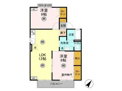 プルミエ・ラムール A(2LDK/1階)の間取り写真