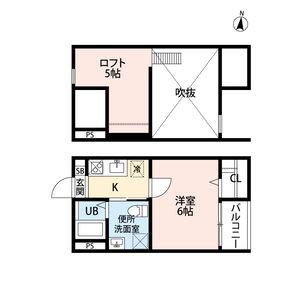 LES AILES(1K/2階)の間取り写真