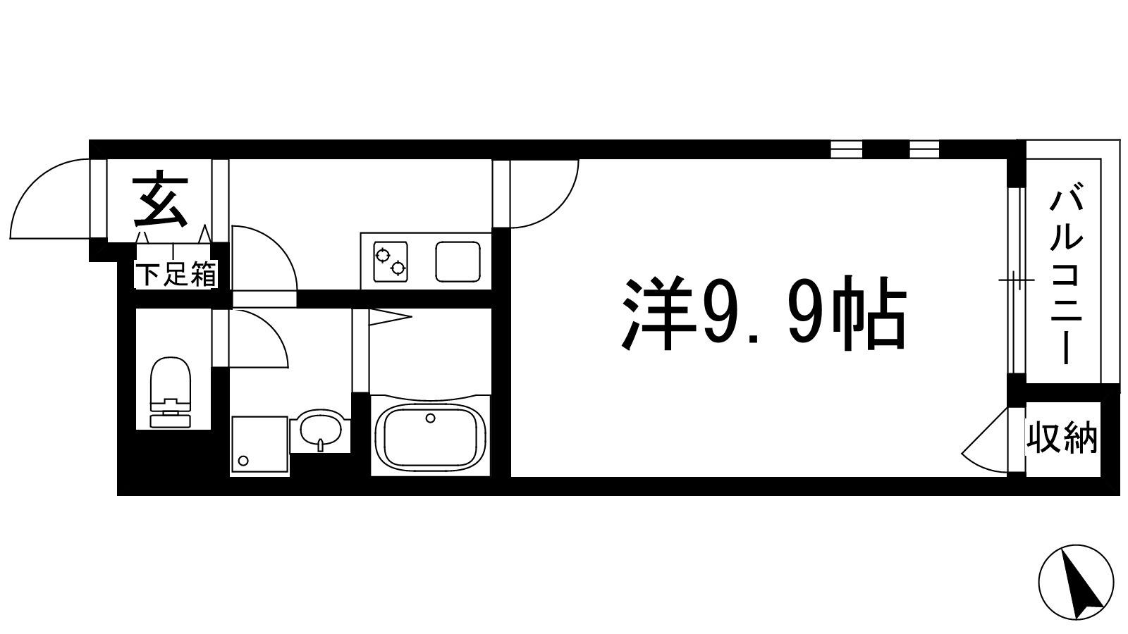 クレイノクリエイト仁川(1K/2階)の間取り写真